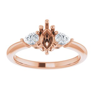 Three-Stone Engagement Ring — 1/4 CTW Lab Diamond Marquise Center