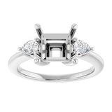 Three-Stone Engagement Ring — 1/4 CTW Natural Diamond Square Center