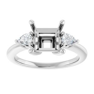 Three-Stone Engagement Ring — 1/4 CTW Lab Diamond Square Center