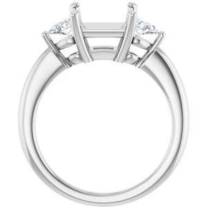 Three-Stone Engagement Ring — 1/4 CTW Lab Diamond Square Center