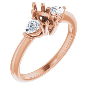 Three-Stone Engagement Ring — 1/4 CTW Natural Diamond Marquise Center