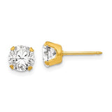 inverness-stainless-steel-24k-gold-plated-7mm-cz-earrings-SolomonJeweler-Wichita-KS-CustomJewelry