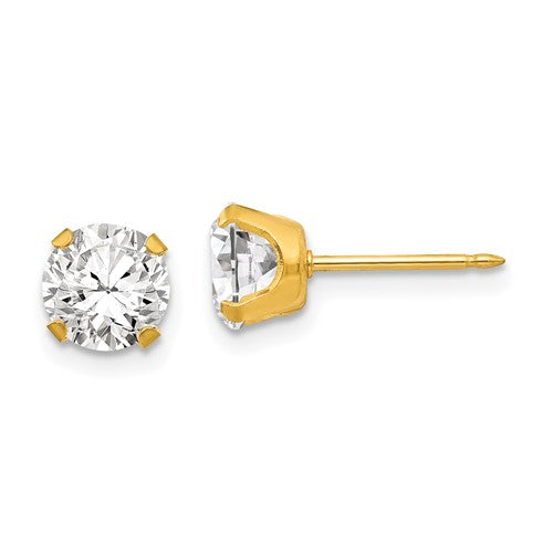 inverness-stainless-steel-24k-gold-plated-7mm-cz-earrings-SolomonJeweler-Wichita-KS-CustomJewelry
