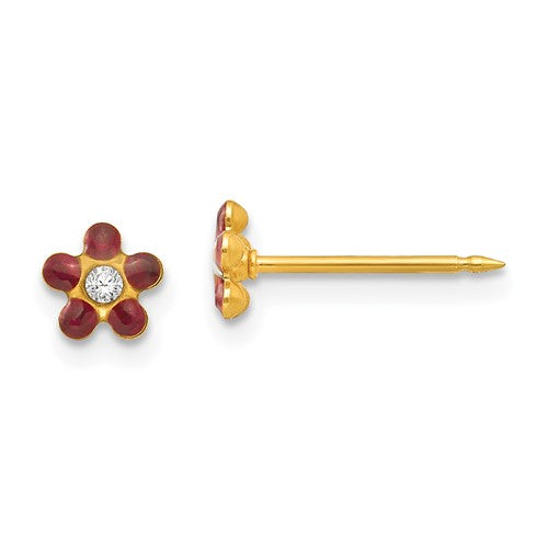 inverness-14k-january-red-crystal-birthstone-flower-earrings-SolomonJeweler-Wichita-KS-CustomJewelry