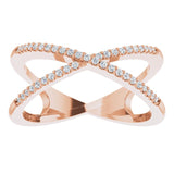 14K Rose 1/6 CTW Natural Diamond Criss-Cross Ring