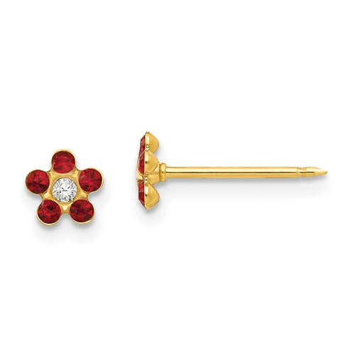 inverness-14k-july-red-crystal-birthstone-flower-earrings-SolomonJeweler-Wichita-KS-CustomJewelry