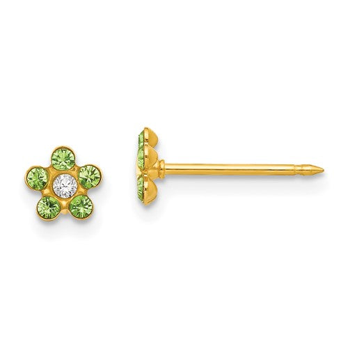 inverness-14k-august-lt-green-crystal-birthstone-flower-earrings-SolomonJeweler-Wichita-KS-CustomJewelry