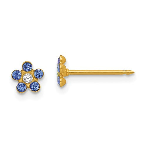 inverness-14k-september-blue-crystal-birthstone-flower-earrings-SolomonJeweler-Wichita-KS-CustomJewelry
