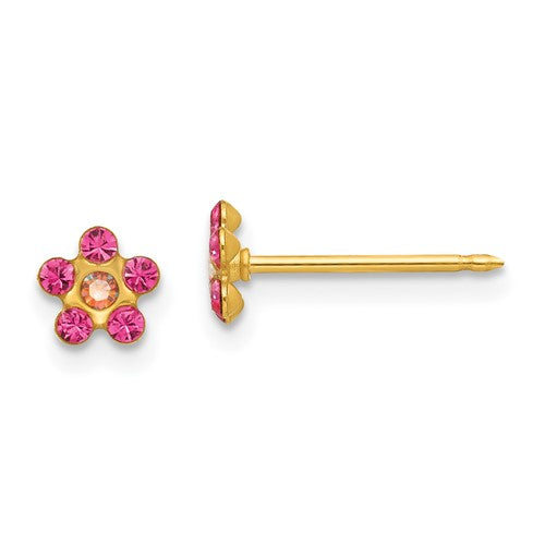 inverness-14k-october-pink-crystal-birthstone-flower-earrings-SolomonJeweler-Wichita-KS-CustomJewelry