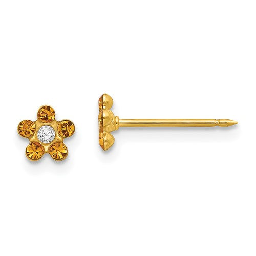 inverness-14k-november-yellow-crystal-birthstone-flower-earrings-SolomonJeweler-Wichita-KS-CustomJewelry