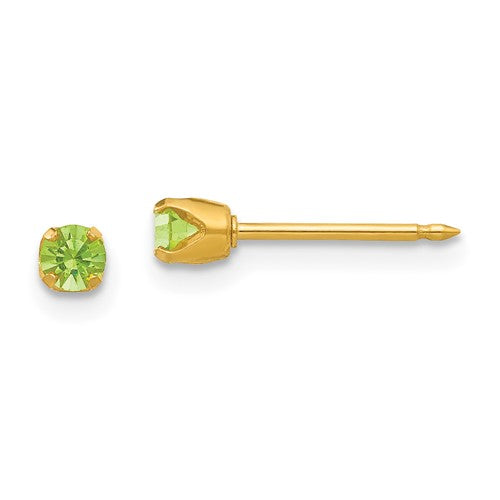 inverness-24k-plated-august-lt-green-crystal-birthstone-earrings-SolomonJeweler-Wichita-KS-CustomJewelry