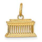 14k gold Lincoln Memorial charm pendant from Solomon Jewelers showcasing detailed craftsmanship and classic design.