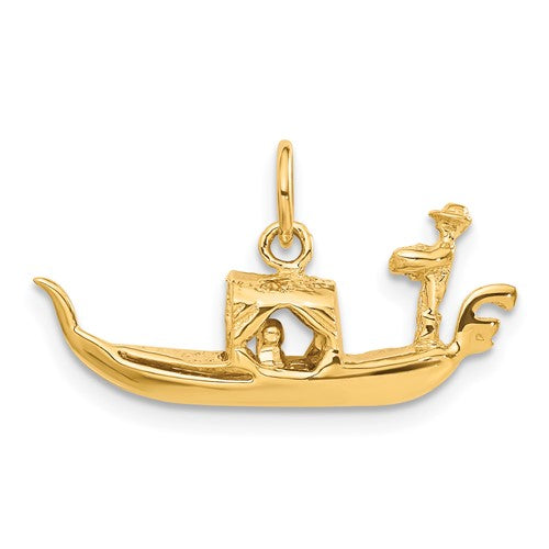 14K gold gondola charm pendant from Solomon Jewelers, detailed 3D design for jewelry embellishment