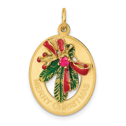 14k-enameled-mistletoe-with-synthetic-stone-charm-SolomonJeweler-Wichita-KS-CustomJewelry