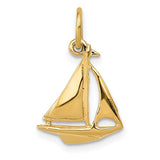 14K gold sailboat charm pendant from Solomon Jewelers, featuring a detailed 3D nautical design for jewelry accessories.