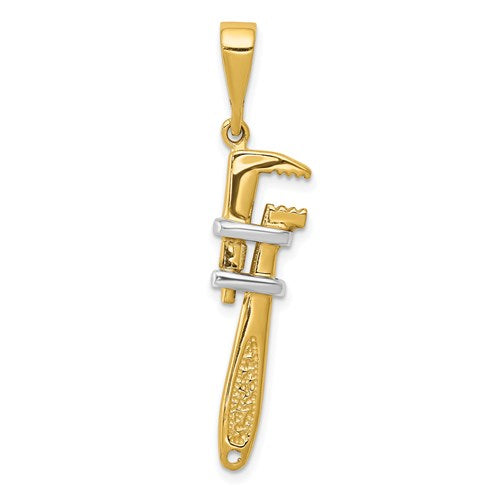 14k-w-rhodium-3-d-pipe-wrench-charm-SolomonJeweler-Wichita-KS-CustomJewelry