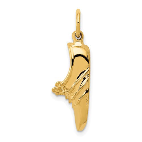 14k gold jogging shoe charm pendant, detailed athletic footwear design, crafted by Solomon Jewelers.