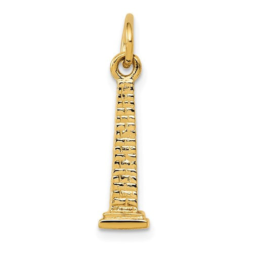 14K gold Washington Monument charm pendant featuring detailed 3D design, ideal for necklaces or bracelets.