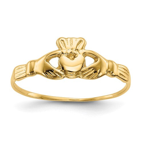 14k-childs-polished-claddagh-ring-SolomonJeweler-Wichita-KS-CustomJewelry