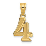 14k polished gold etched number 4 pendant, elegant jewelry charm with detailed design from Solomon Jewelers.