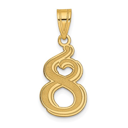 14k-polished-etched-number-8-pendant-SolomonJeweler-Wichita-KS-CustomJewelry