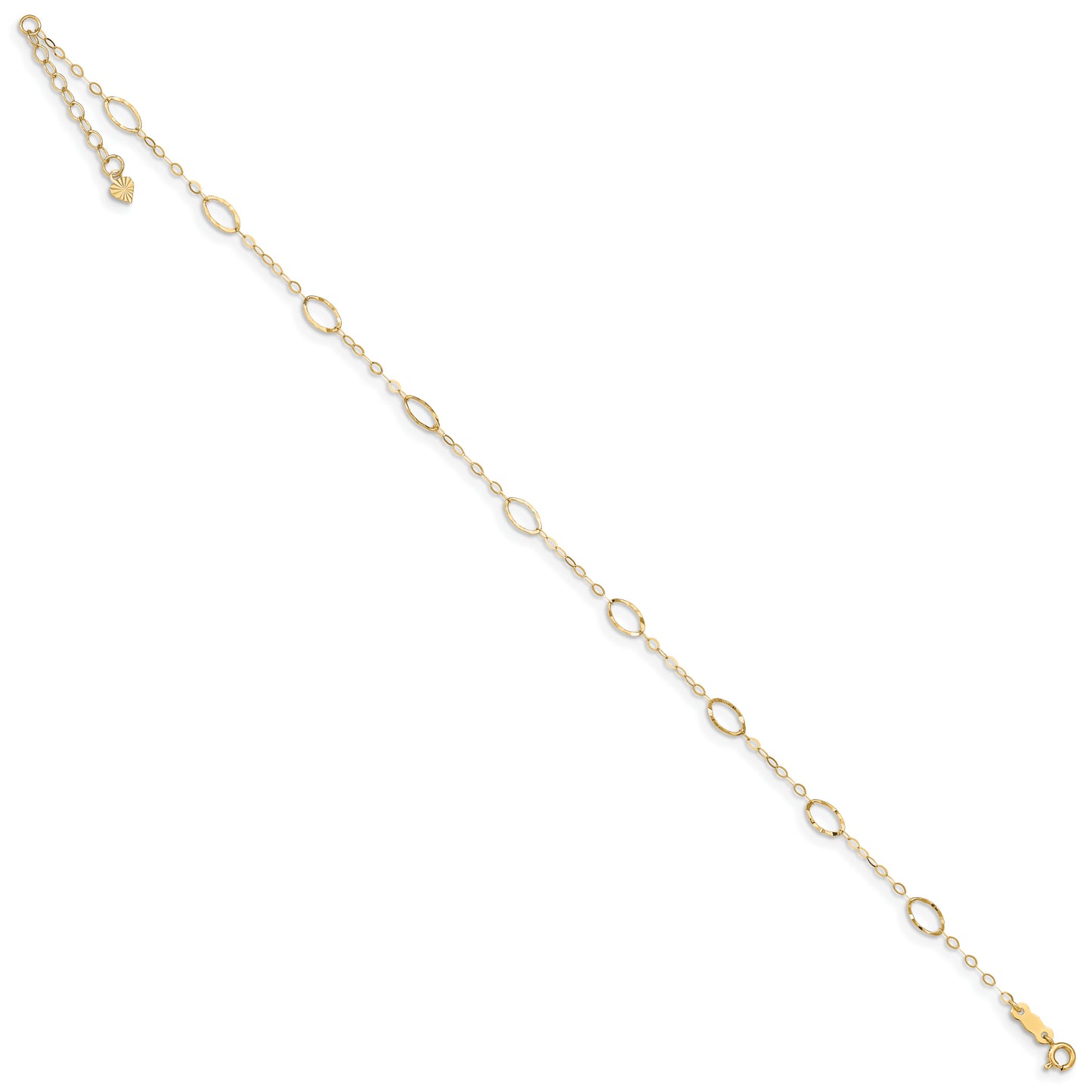 14k Oval Shapes 9in Plus 1in ext Anklet - Solomon Jewelers