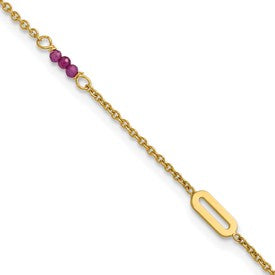 14k-polished-red-corundum-9in-plus-1in-ext-anklet-SolomonJeweler-Wichita-KS-CustomJewelry
