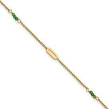 14k-polished-green-zircon-9in-plus-1in-ext-anklet-SolomonJeweler-Wichita-KS-CustomJewelry