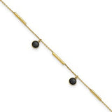 14k-polished-onyx-dangles-and-bars-9in-plus-1in-ext-anklet-SolomonJeweler-Wichita-KS-CustomJewelry