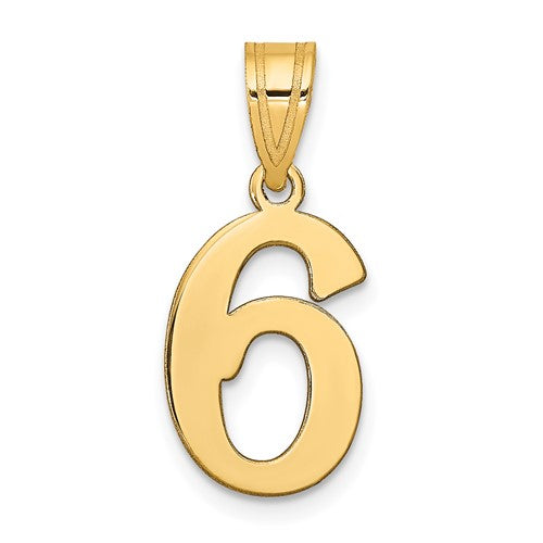 14k-polished-number-6-pendant-SolomonJeweler-Wichita-KS-CustomJewelry