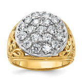 14k two-tone Solomon Jewelers men's polished Dia Kentucky Cluster ring with 2ctw diamonds, featuring a striking jewelry design.