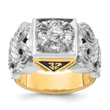 14k gold men's Scottish Rite Masonic ring with enamel and diamond accents from Solomon Jewelers.