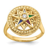 14k-ibgoodman-womens-polished-textured-eastern-star-ring-mtg-SolomonJeweler-Wichita-KS-CustomJewelry