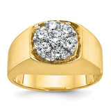 14k-two-tone-ibgoodman-mens-polished-satin-round-cluster-ring-mtg-SolomonJeweler-Wichita-KS-CustomJewelry