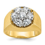 14k white gold men's diamond cluster ring with polished and satin finish, featuring a round diamond design, by Solomon Jewelers.