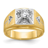14k two-tone men's diamond ring by Solomon Jewelers, featuring polished and satin finishes in a classic jewelry design.