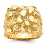 14k gold IBGoodman men's nugget ring featuring textured gold design, jewelry ring for men from Solomon Jewelers.
