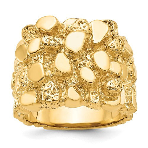 14k gold IBGoodman men's nugget ring featuring textured gold design, jewelry ring for men from Solomon Jewelers.