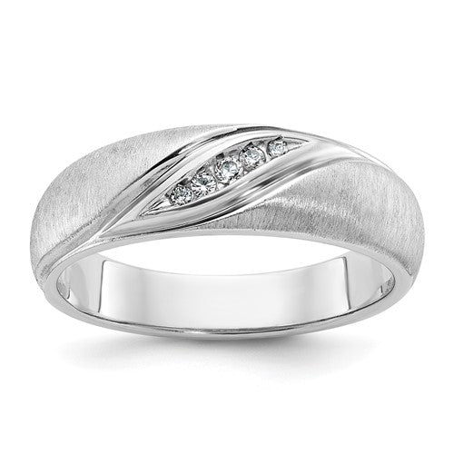 14k white gold men's diamond ring with polished and satin finish, featuring AA-grade diamonds by Solomon Jewelers.