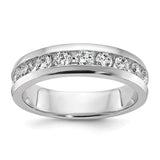 14k white gold men's diamond ring with nine polished diamonds, featuring a sleek and elegant design from Solomon Jewelers.