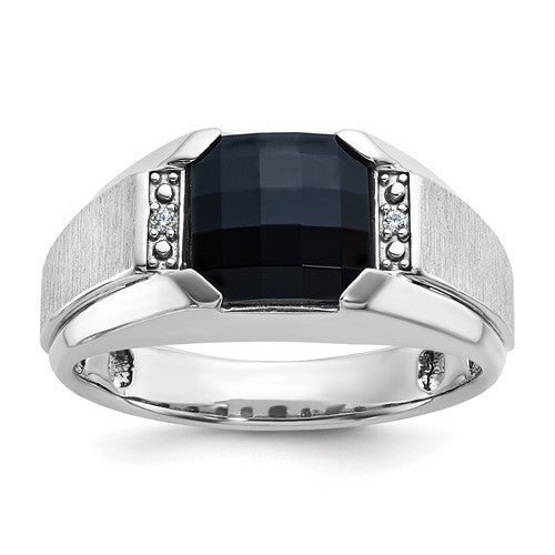14k-white-gold-ibgoodman-mens-polished-satin-gemstone-ring-mtg-SolomonJeweler-Wichita-KS-CustomJewelry
