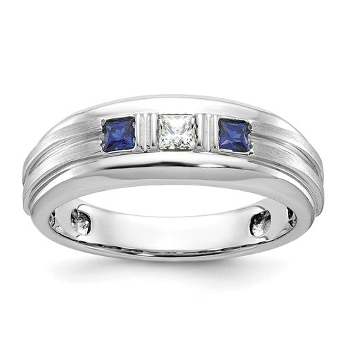 14kw-ibgoodman-mens-satin-grooved-dia-cr-sapphire-3-stone-ring-SolomonJeweler-Wichita-KS-CustomJewelry
