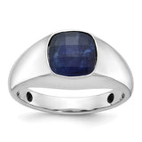 14k white gold men's sapphire doublet ring featuring a polished band and detailed craftsmanship.