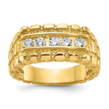 14k gold men's diamond nugget ring by Solomon Jewelers featuring a bold, textured design with sparkling diamonds.
