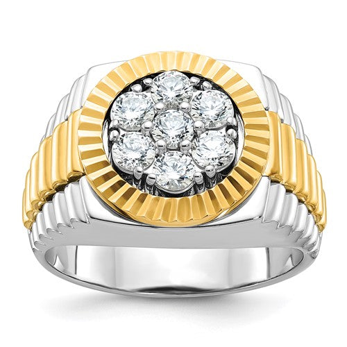 14ktt-ibgoodman-mens-polished-textured-round-cluster-ring-mtg-SolomonJeweler-Wichita-KS-CustomJewelry