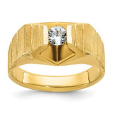14k gold men's polished and satin diamond ring, featuring a complete design by Solomon Jewelers.