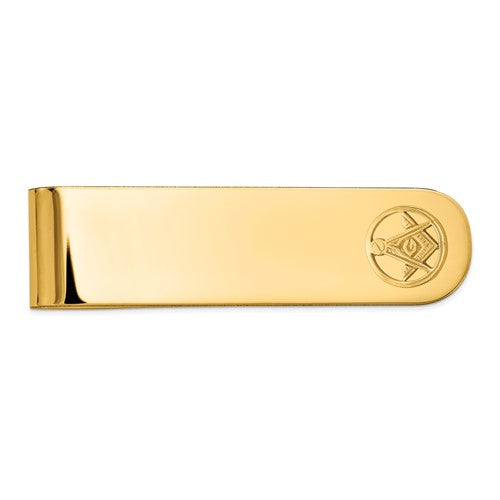 14k-mens-polished-and-beaded-masonic-circle-small-money-clip-SolomonJeweler-Wichita-KS-CustomJewelry