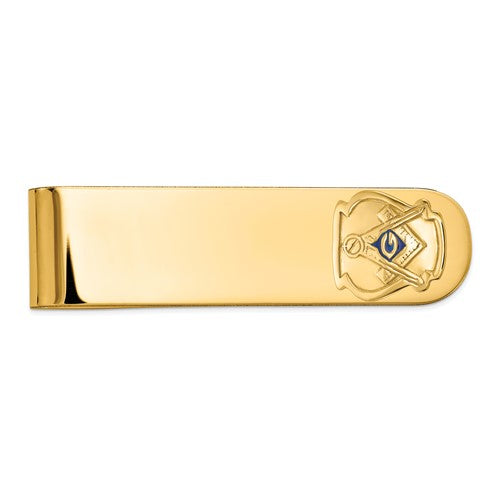 14k-mens-polished-and-textured-with-blue-enamel-masonic-small-money-clip-SolomonJeweler-Wichita-KS-CustomJewelry