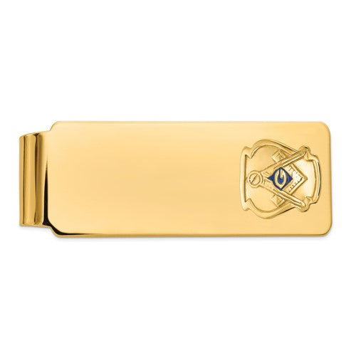 14k-mens-polished-and-textured-with-blue-enamel-masonic-medium-money-clip-SolomonJeweler-Wichita-KS-CustomJewelry