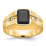 IBGoodman 14k Men's Polished and Satin Onyx and 1/8 Carat A Quality Diamond Ring